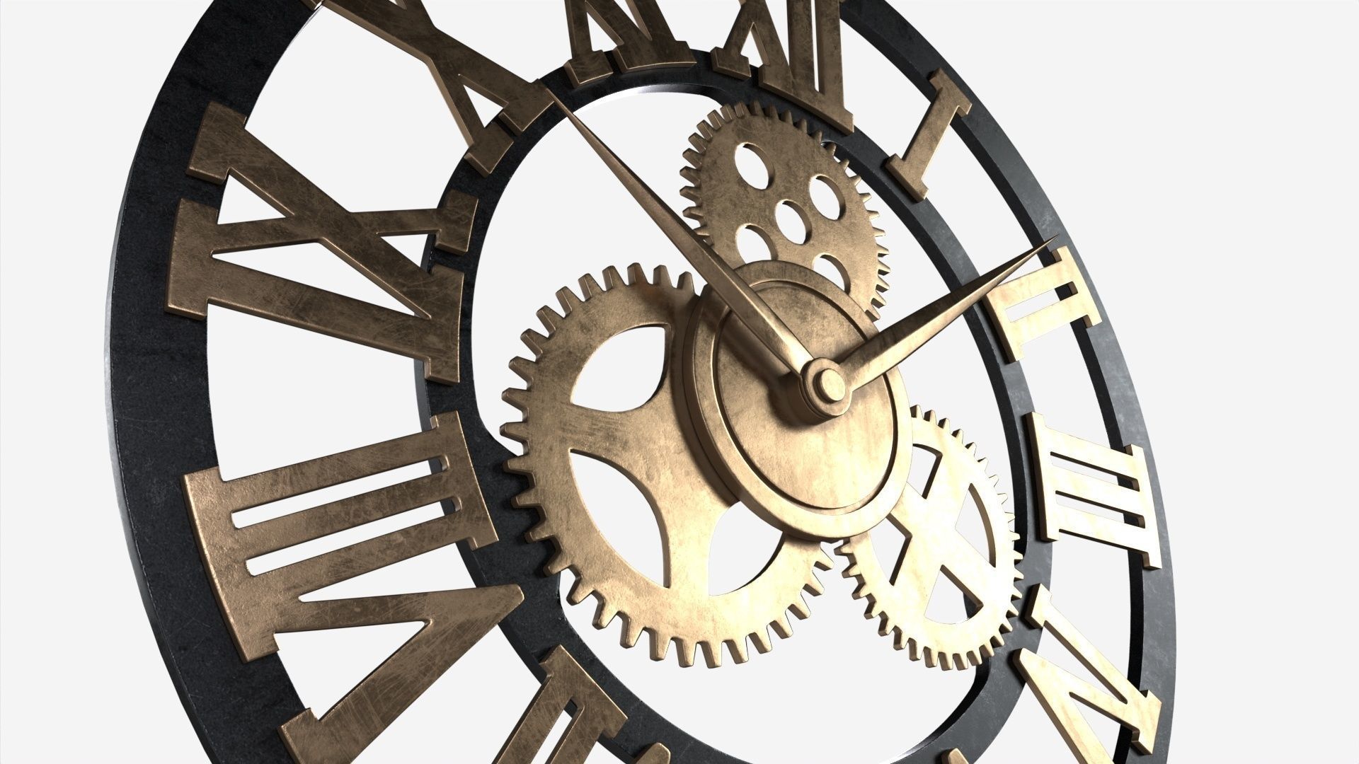 Decorative Gear Wall Clock 3D model_3