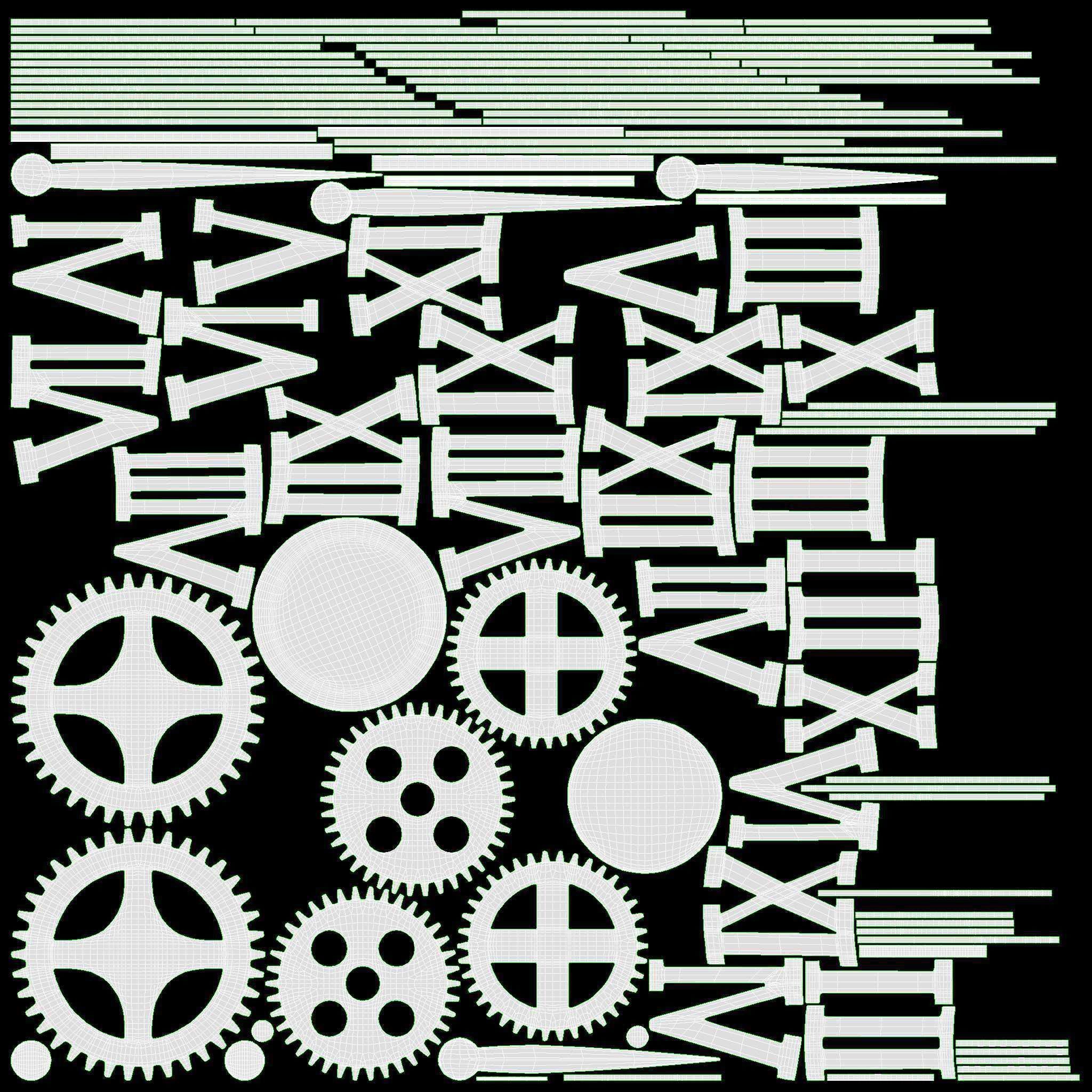 Decorative Gear Wall Clock 3D model_12