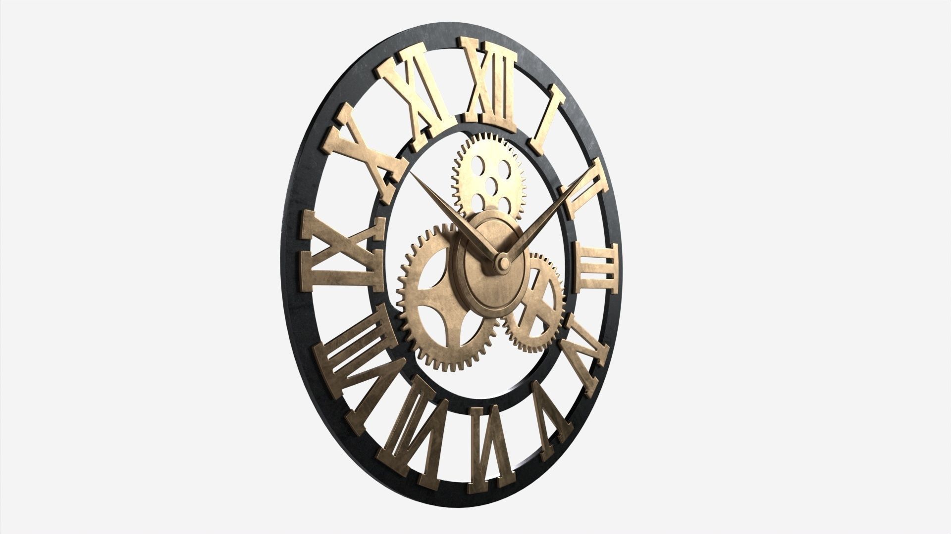 Decorative Gear Wall Clock 3D model_1