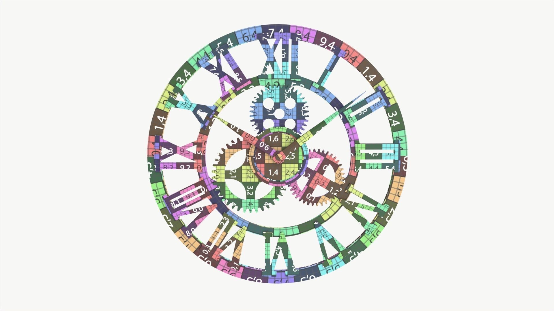 Decorative Gear Wall Clock 3D model_10