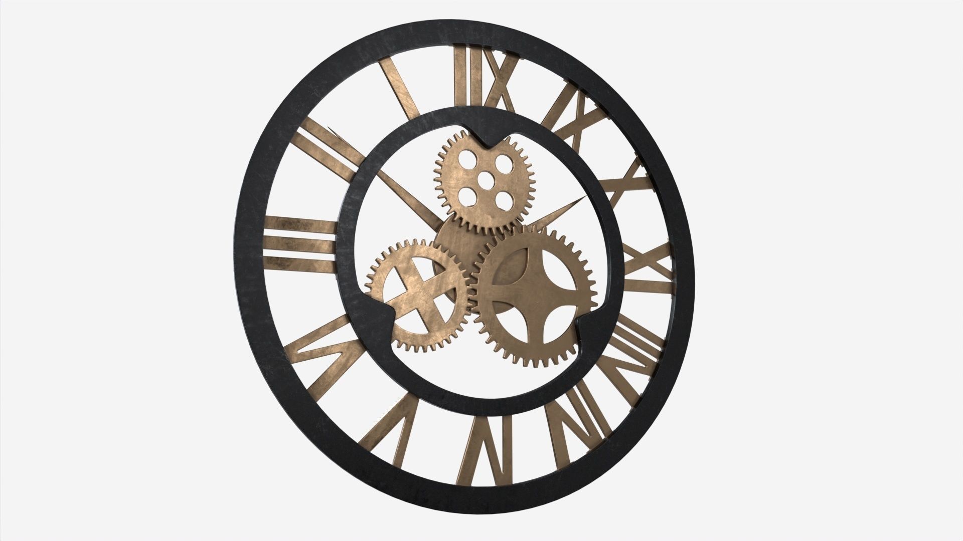 Decorative Gear Wall Clock 3D model_2