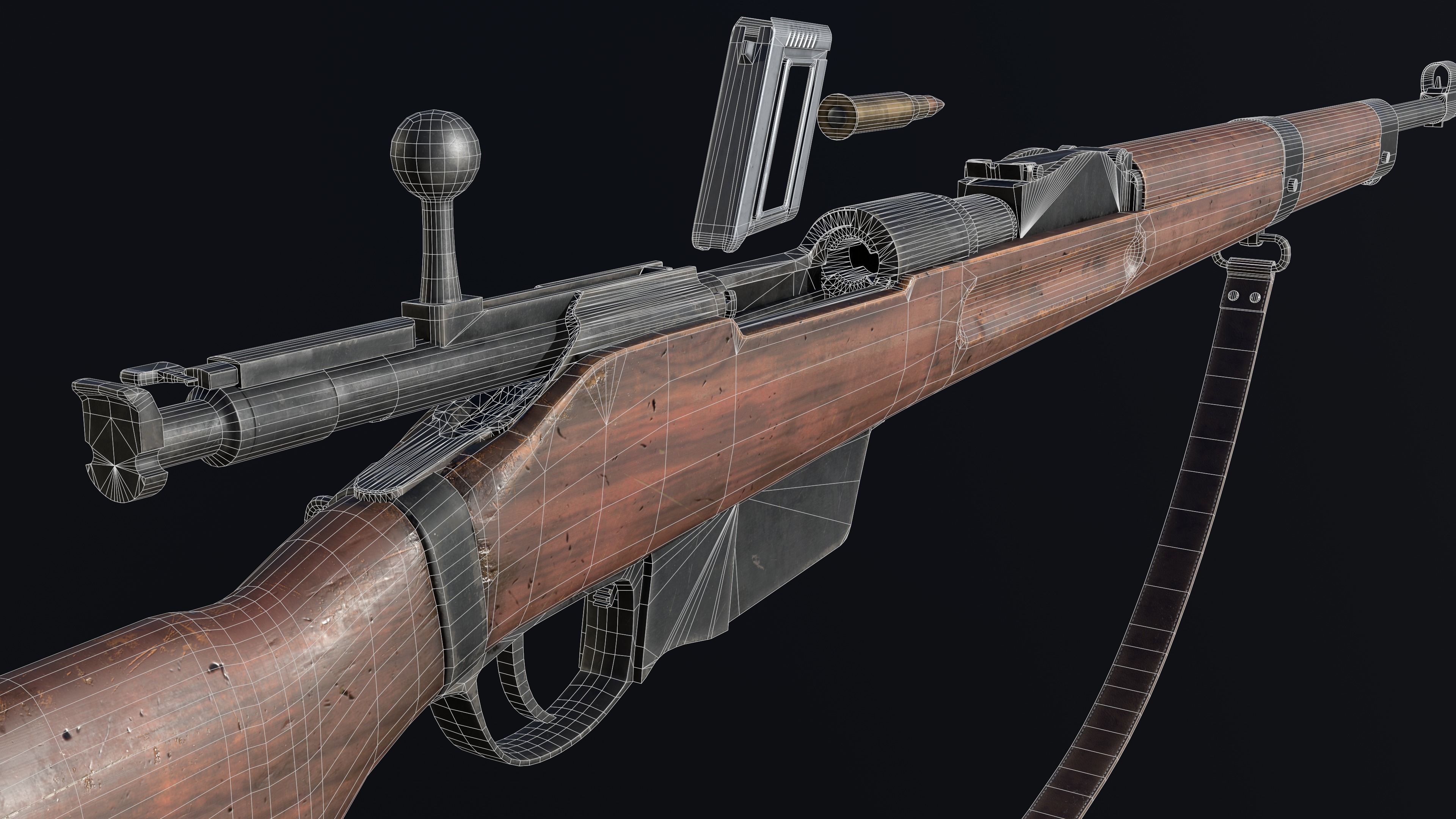 35M Manlicher lowpoly Low-poly 3D model_7