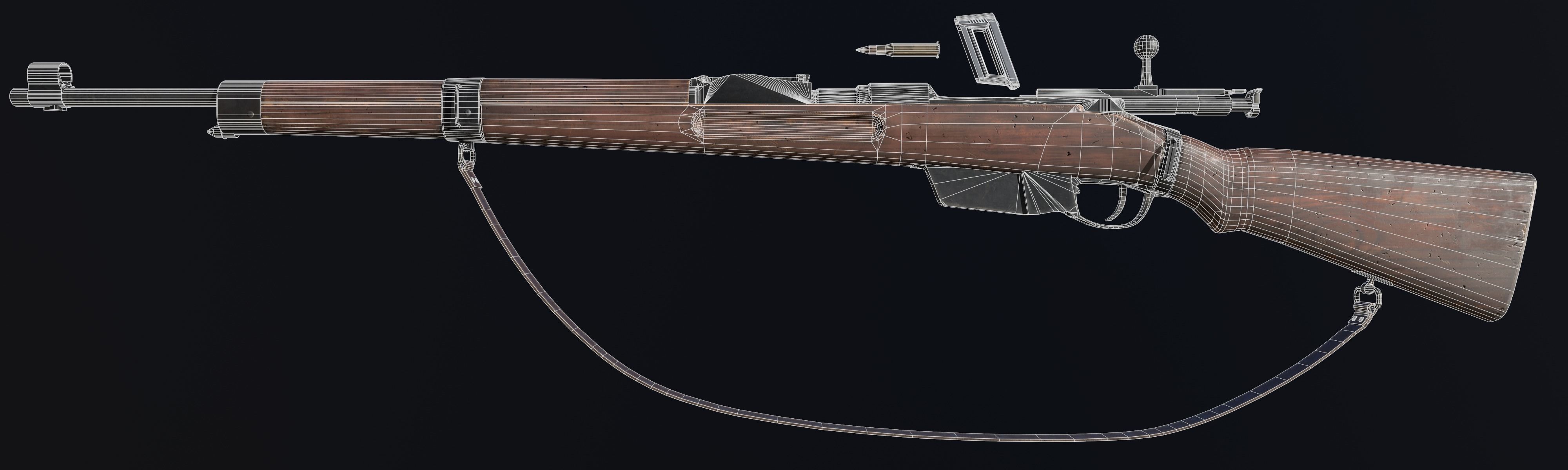 35M Manlicher lowpoly Low-poly 3D model_3