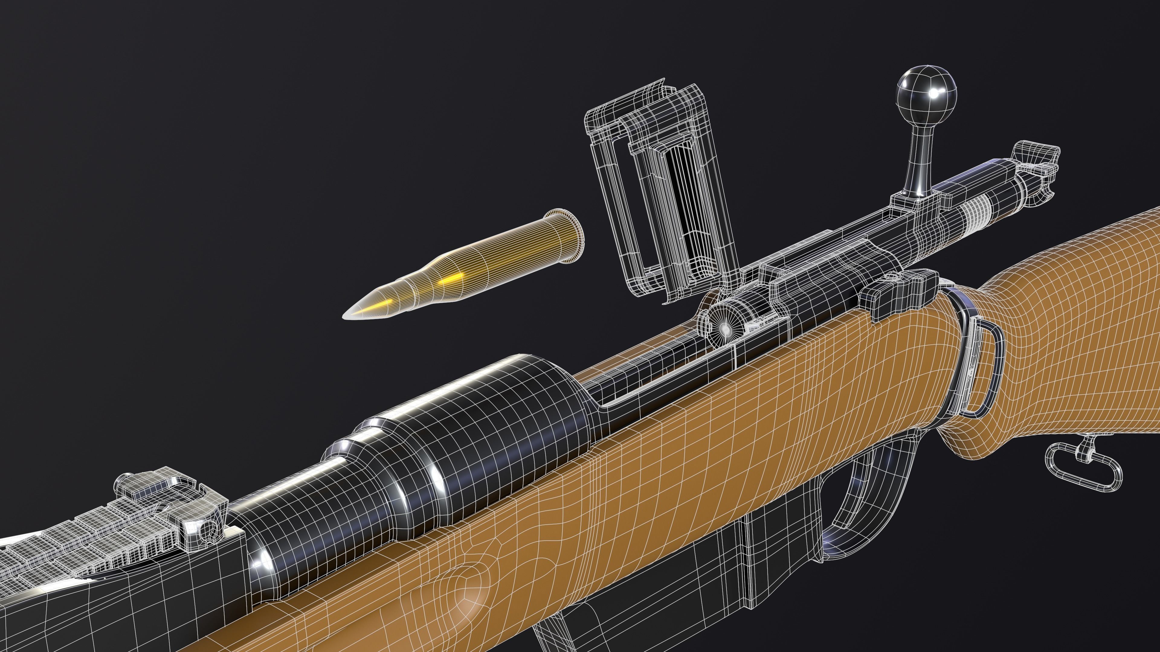 35M Manlicher lowpoly Low-poly 3D model_21