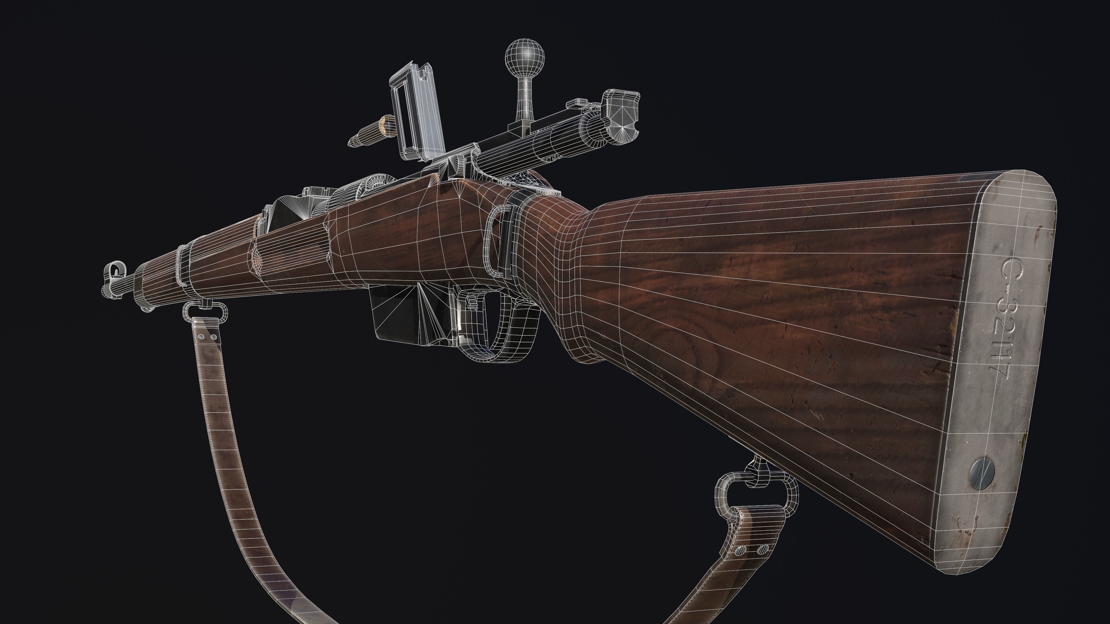 35M Manlicher lowpoly Low-poly 3D model_11