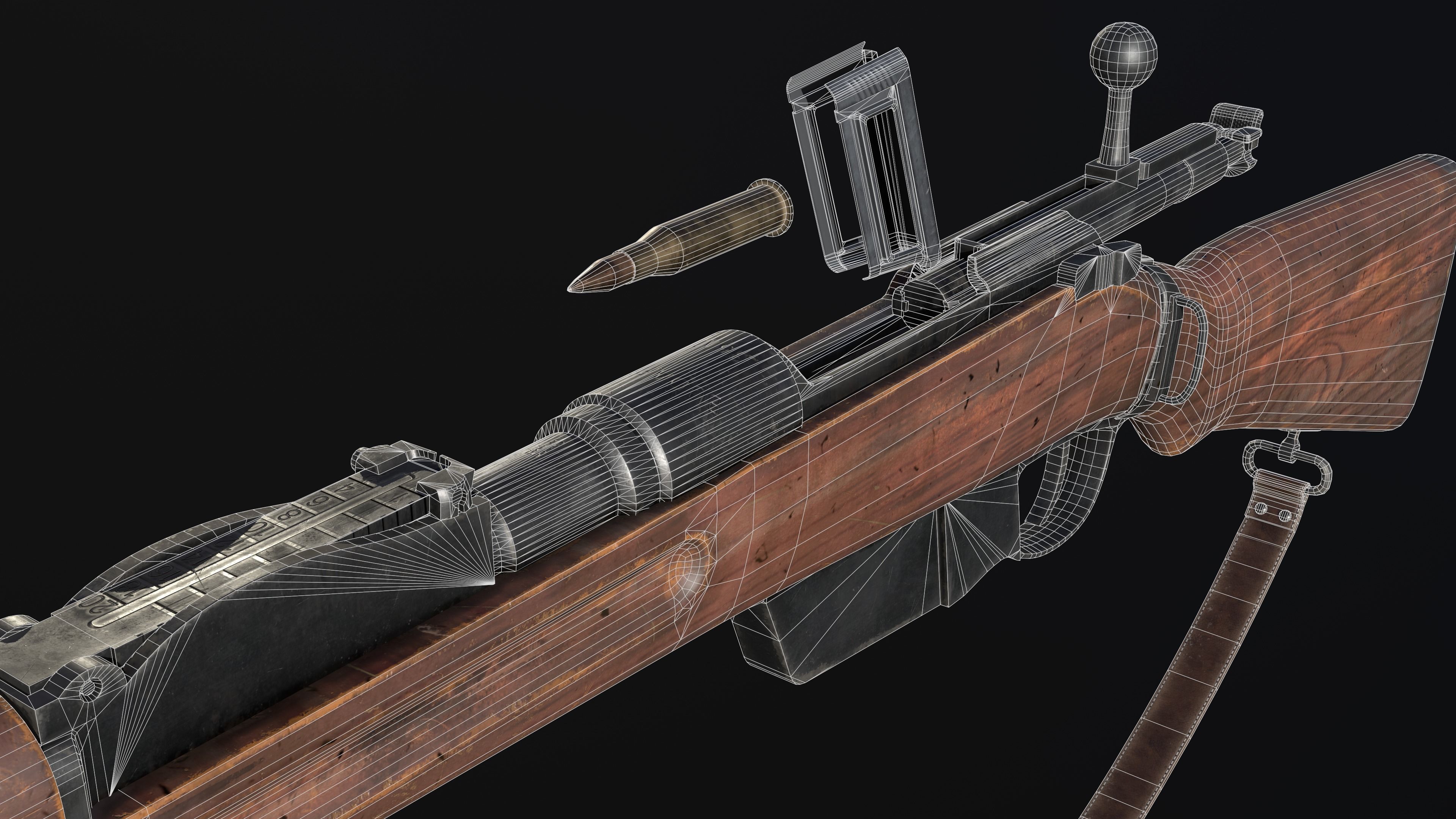 35M Manlicher lowpoly Low-poly 3D model_9