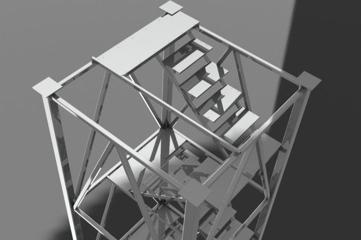 Lattice girder pillar with stairways Free 3D model_1