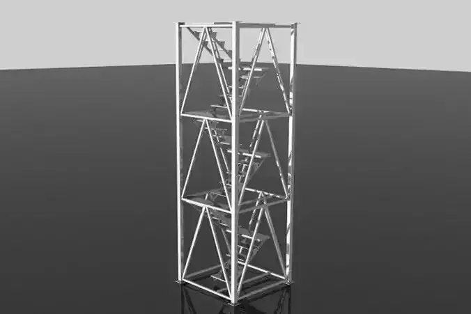 Lattice girder pillar with stairways