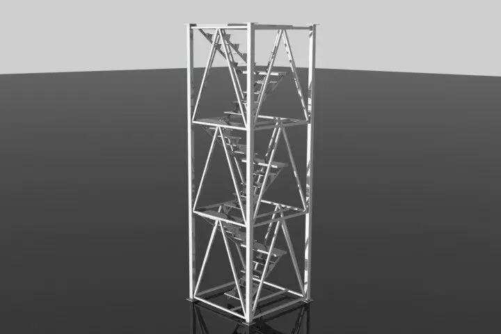 Lattice girder pillar with stairways Free 3D model_0