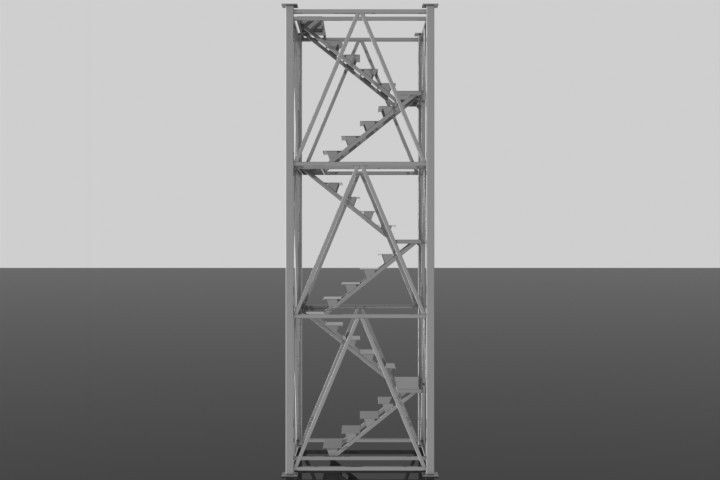 Lattice girder pillar with stairways Free 3D model_2