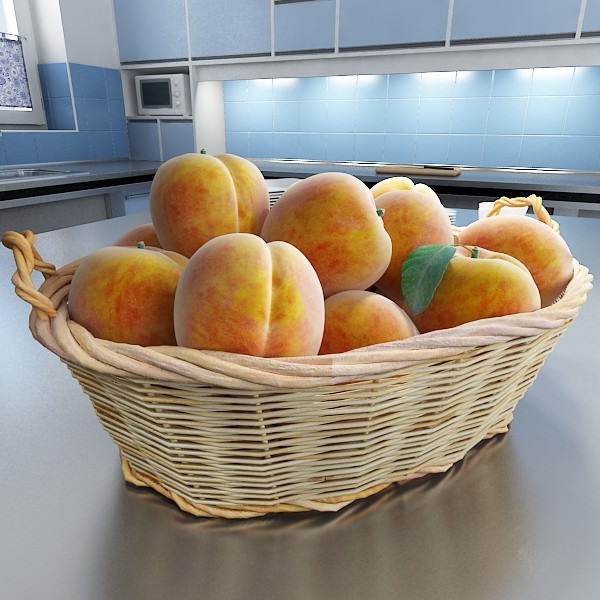 Peaches in Basket 3D model_3