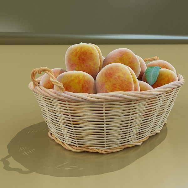 Peaches in Basket 3D model_5