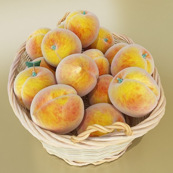 Peaches in Basket 3D model_4