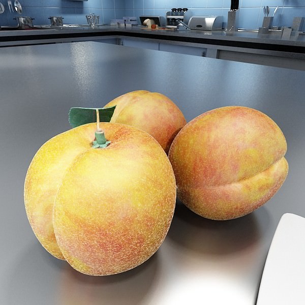 Peaches in Basket 3D model_17