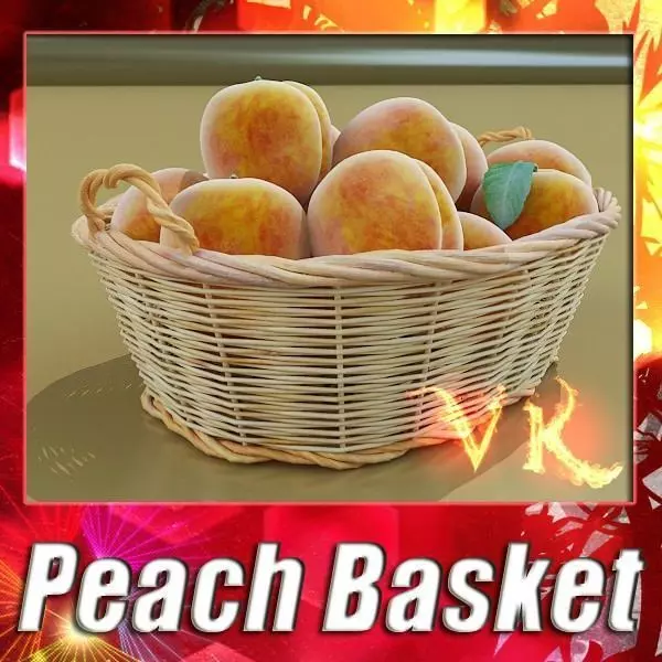 Peaches in Basket 3D model_0