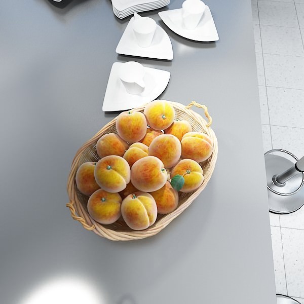 Peaches in Basket 3D model_2