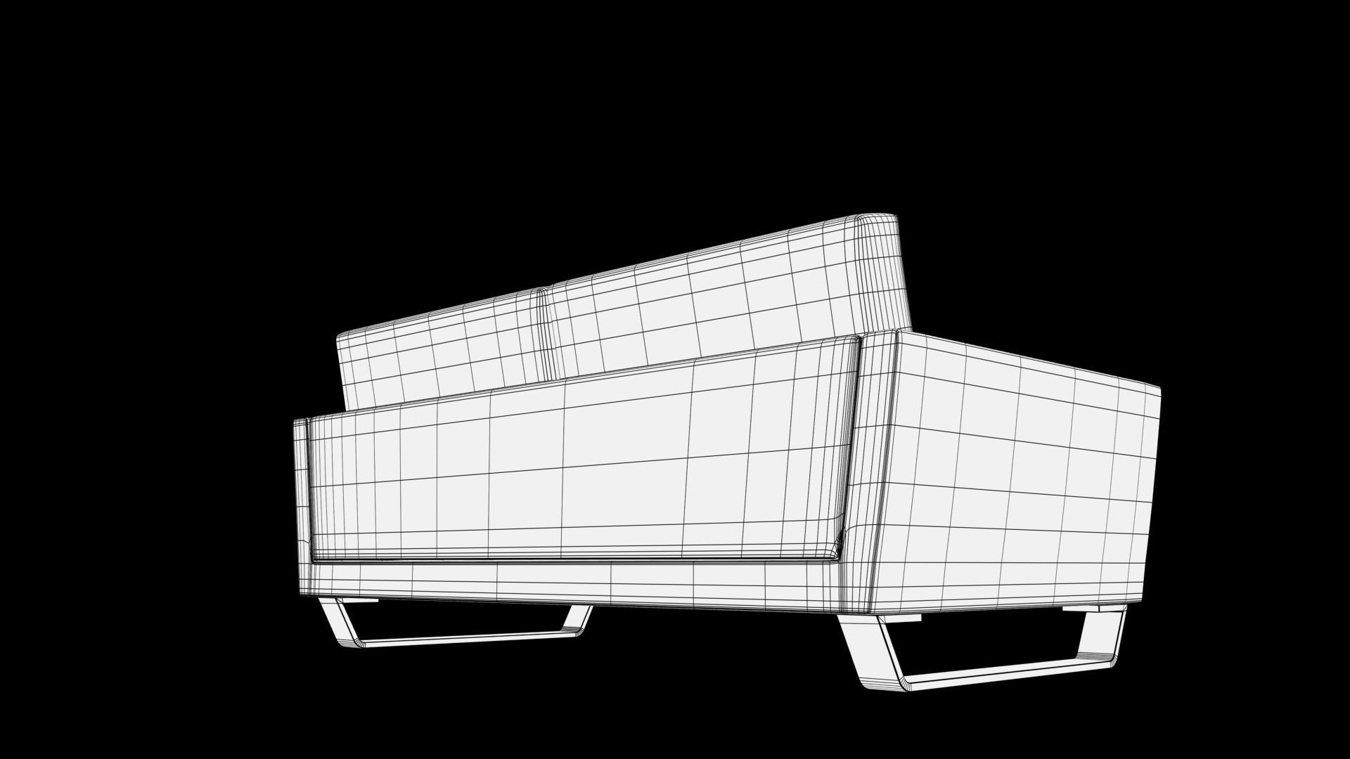  sofa two seater Low-poly 3D model_8