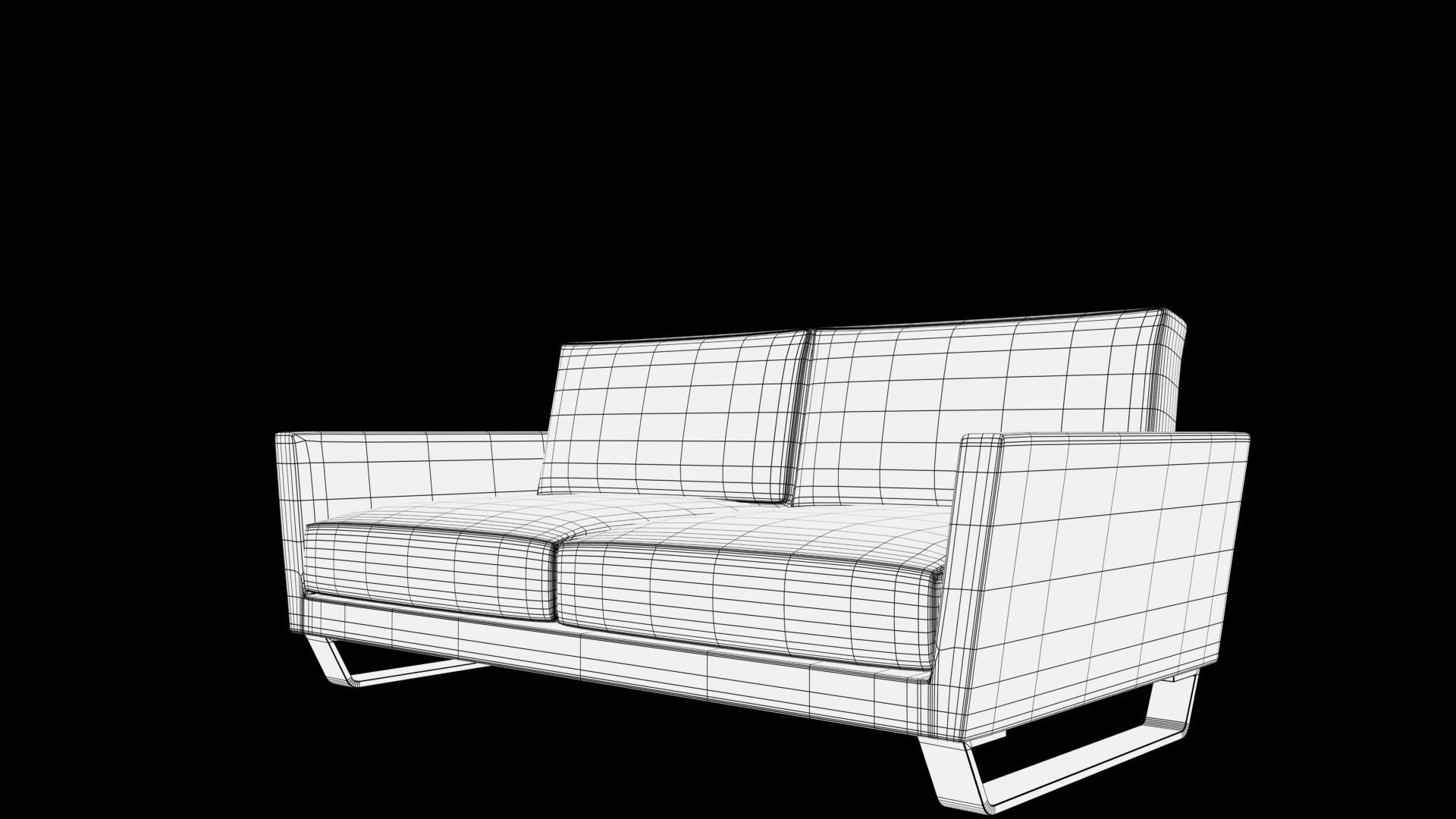  sofa two seater Low-poly 3D model_6