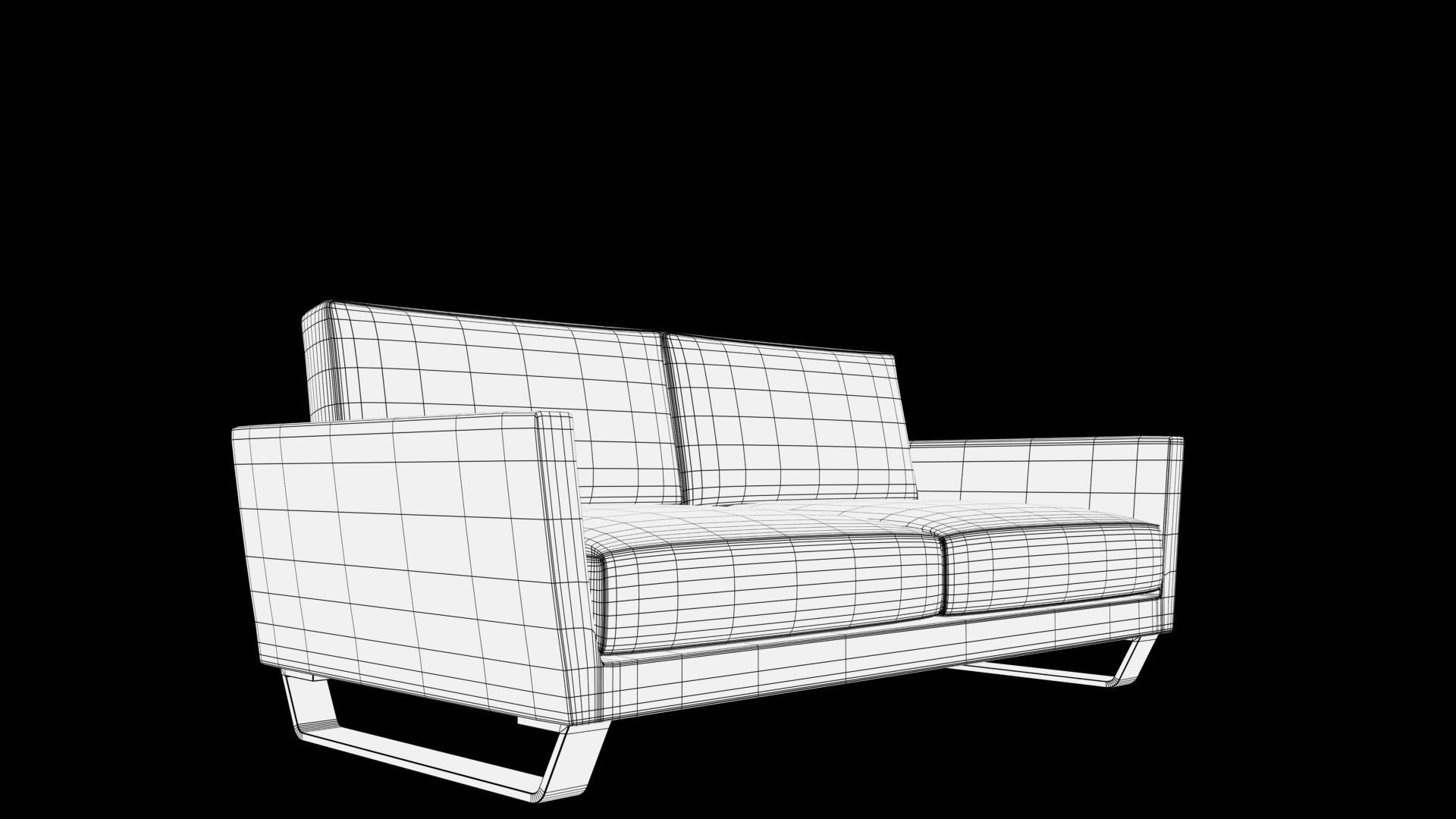  sofa two seater Low-poly 3D model_7