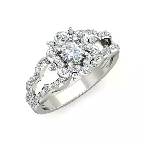 Solitaire Engagement Wedding Split Shank Ring