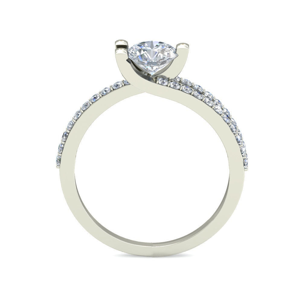 Solitaire Engagement Wedding Split Shank Ring 3D print model_1