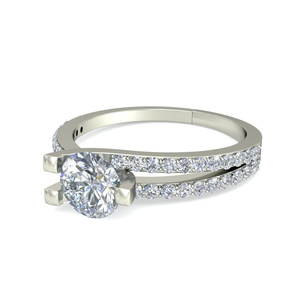Solitaire Engagement Wedding Split Shank Ring 3D print model_4
