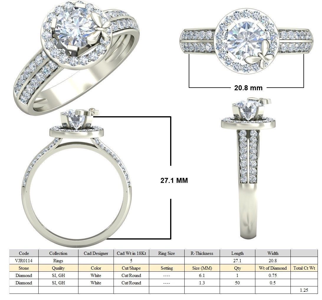 Solitaire Engagement Wedding Bridal Ring 3D print model_5