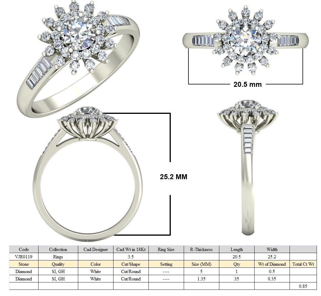 Solitaire Engagement Wedding Ring 3D print model_5