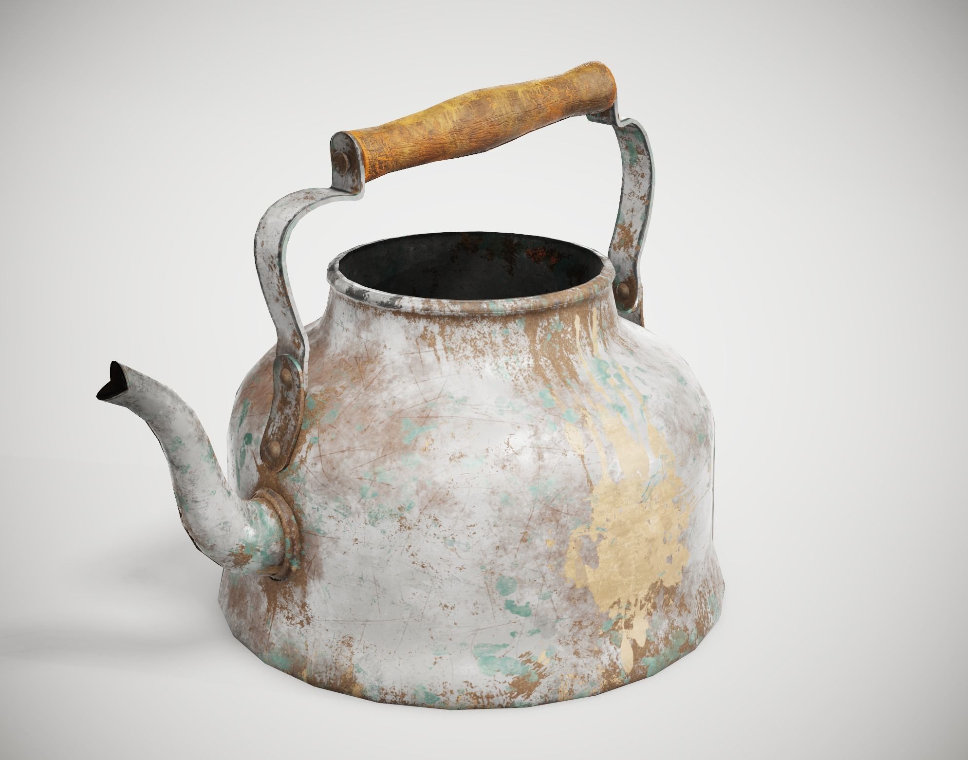 Old enamel dirty teapot da1 Low-poly 3D model_7