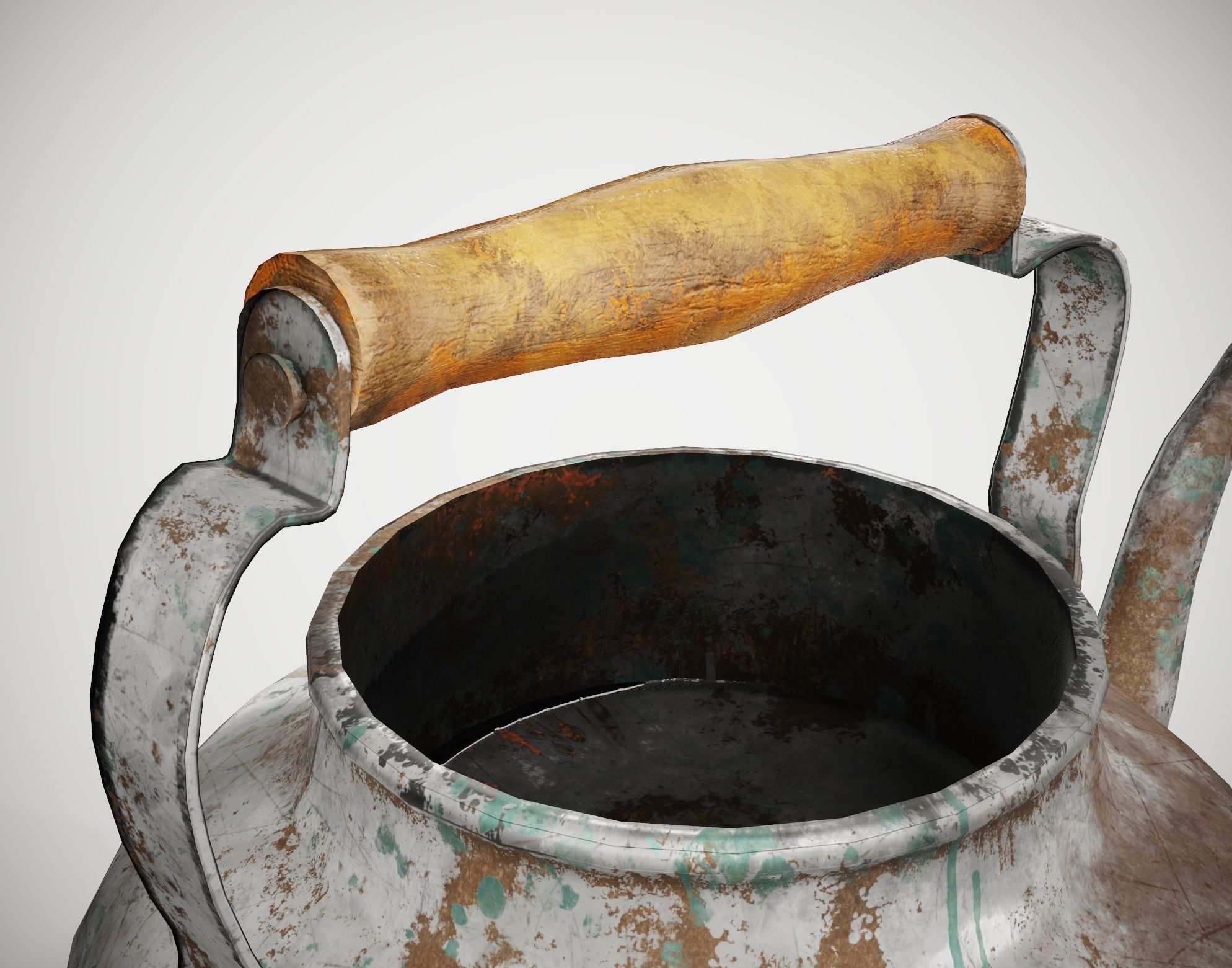 Old enamel dirty teapot da1 Low-poly 3D model_9