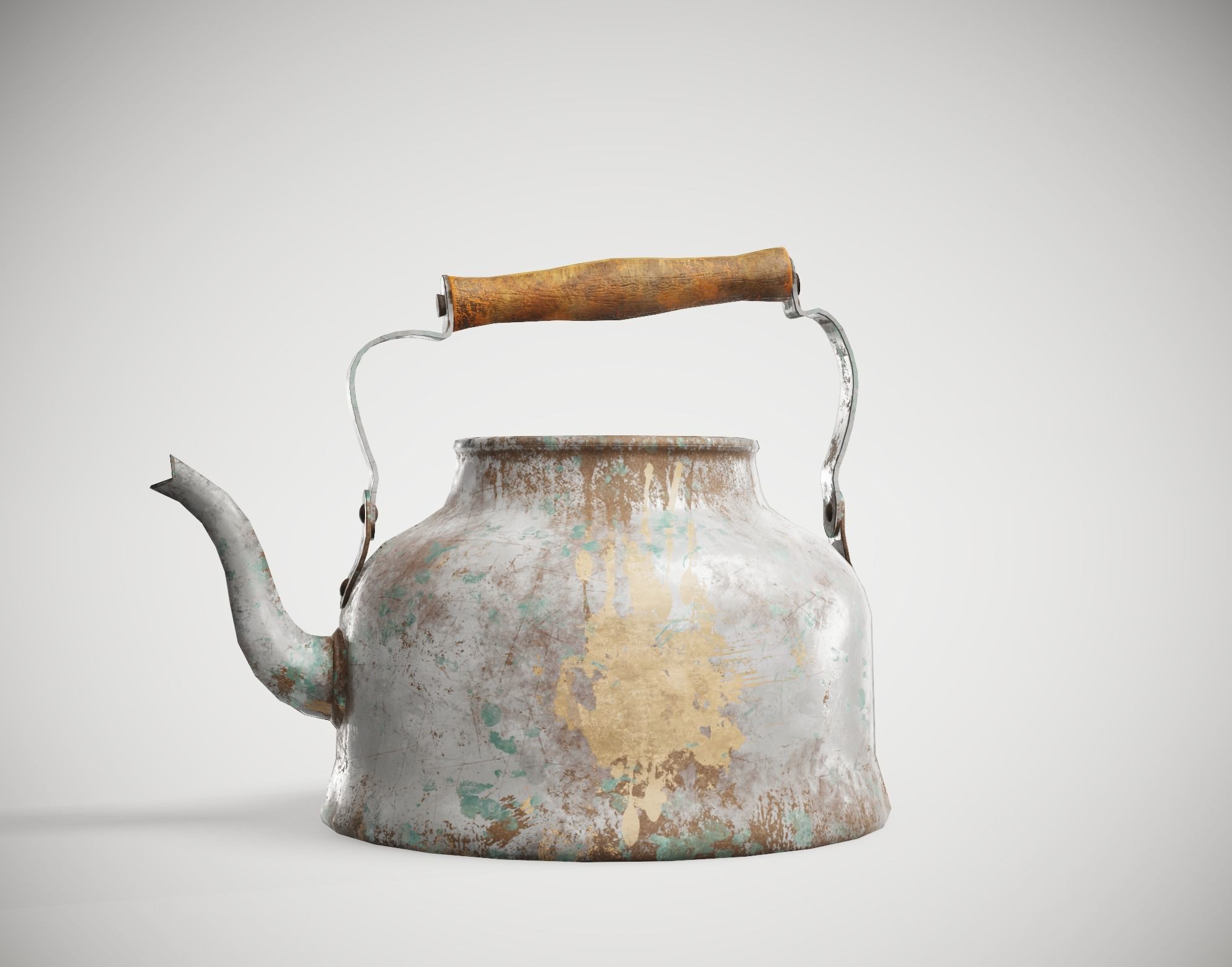 Old enamel dirty teapot da1 Low-poly 3D model_6
