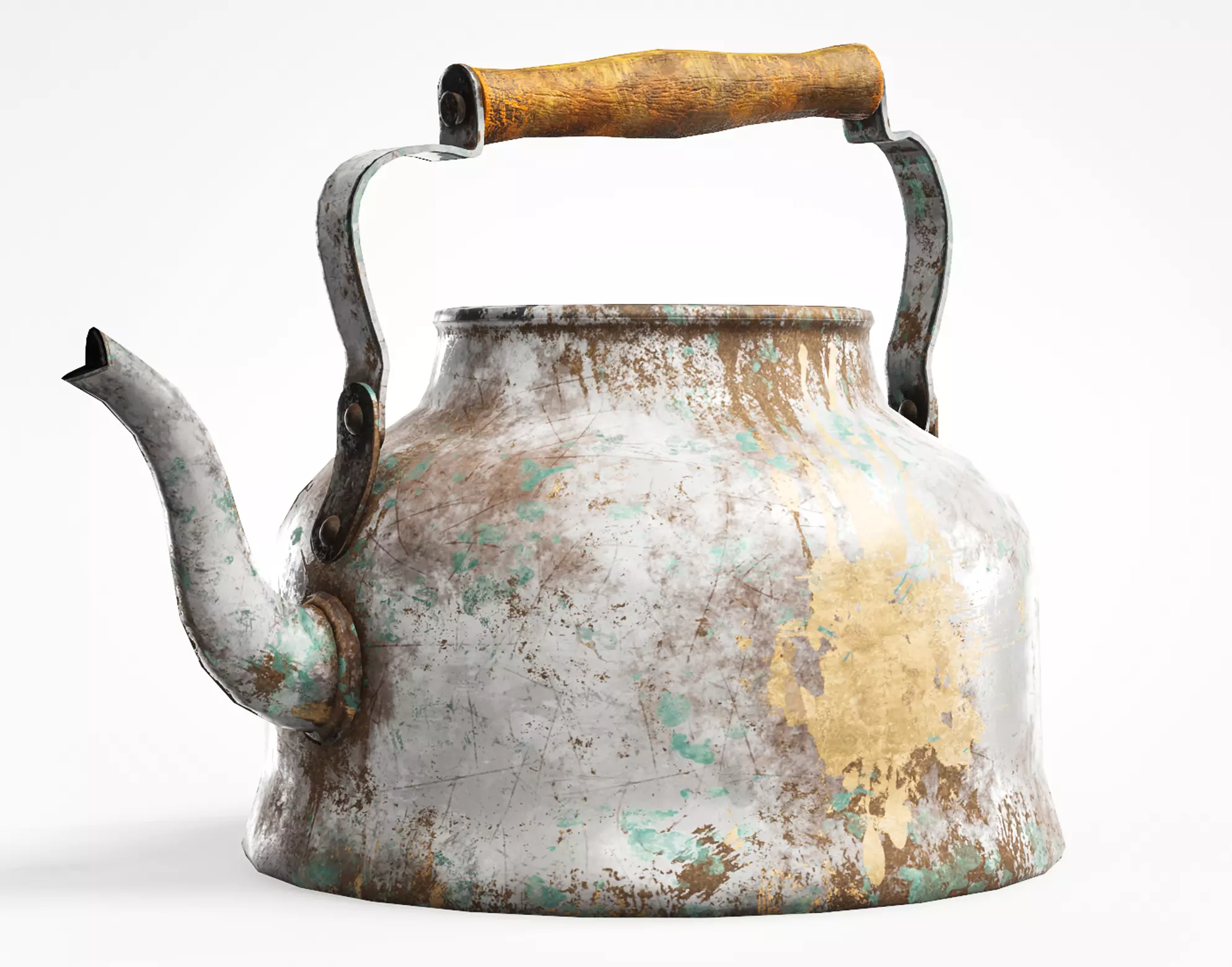 Old enamel dirty teapot da1 Low-poly 3D model_0