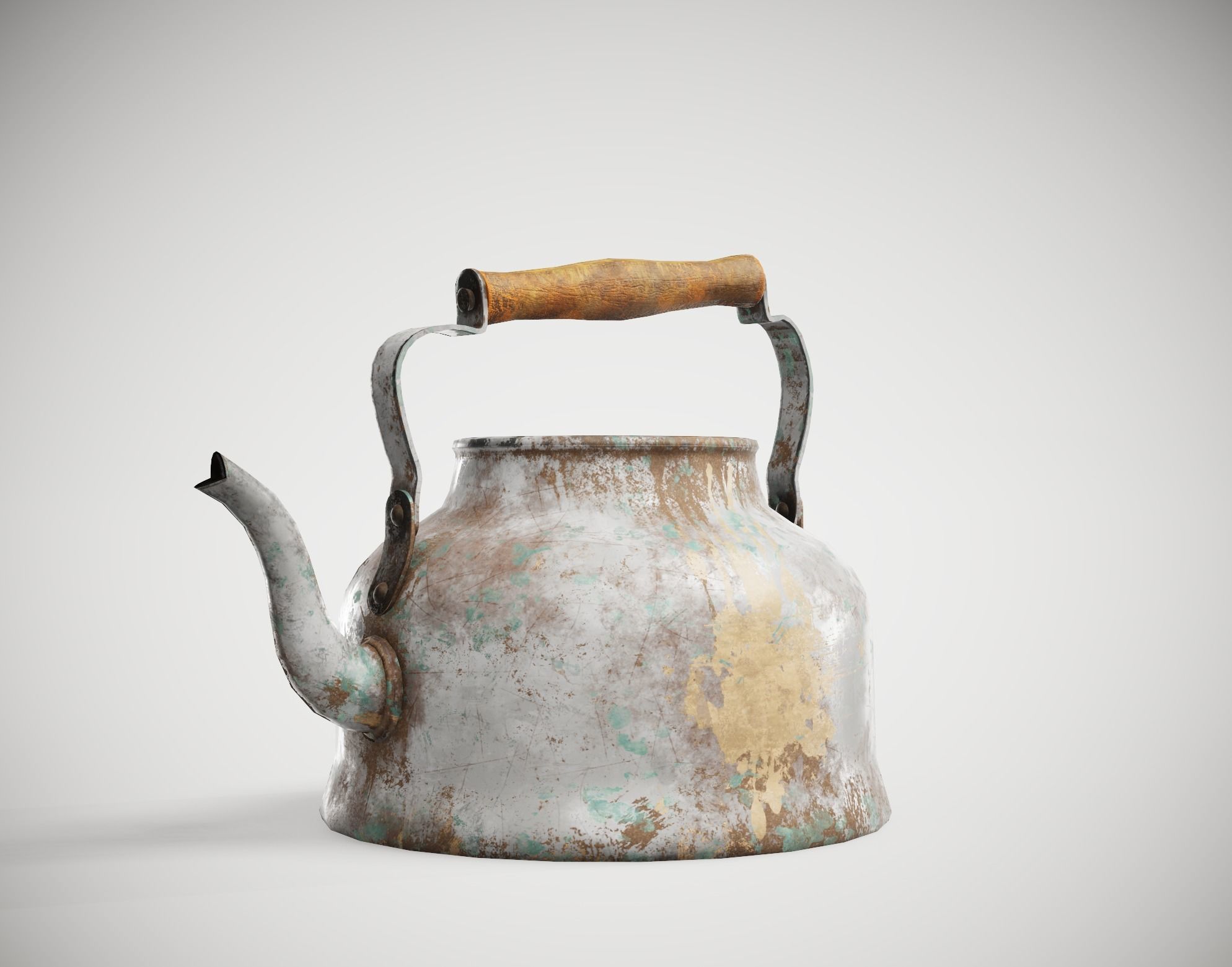 Old enamel dirty teapot da1 Low-poly 3D model_3