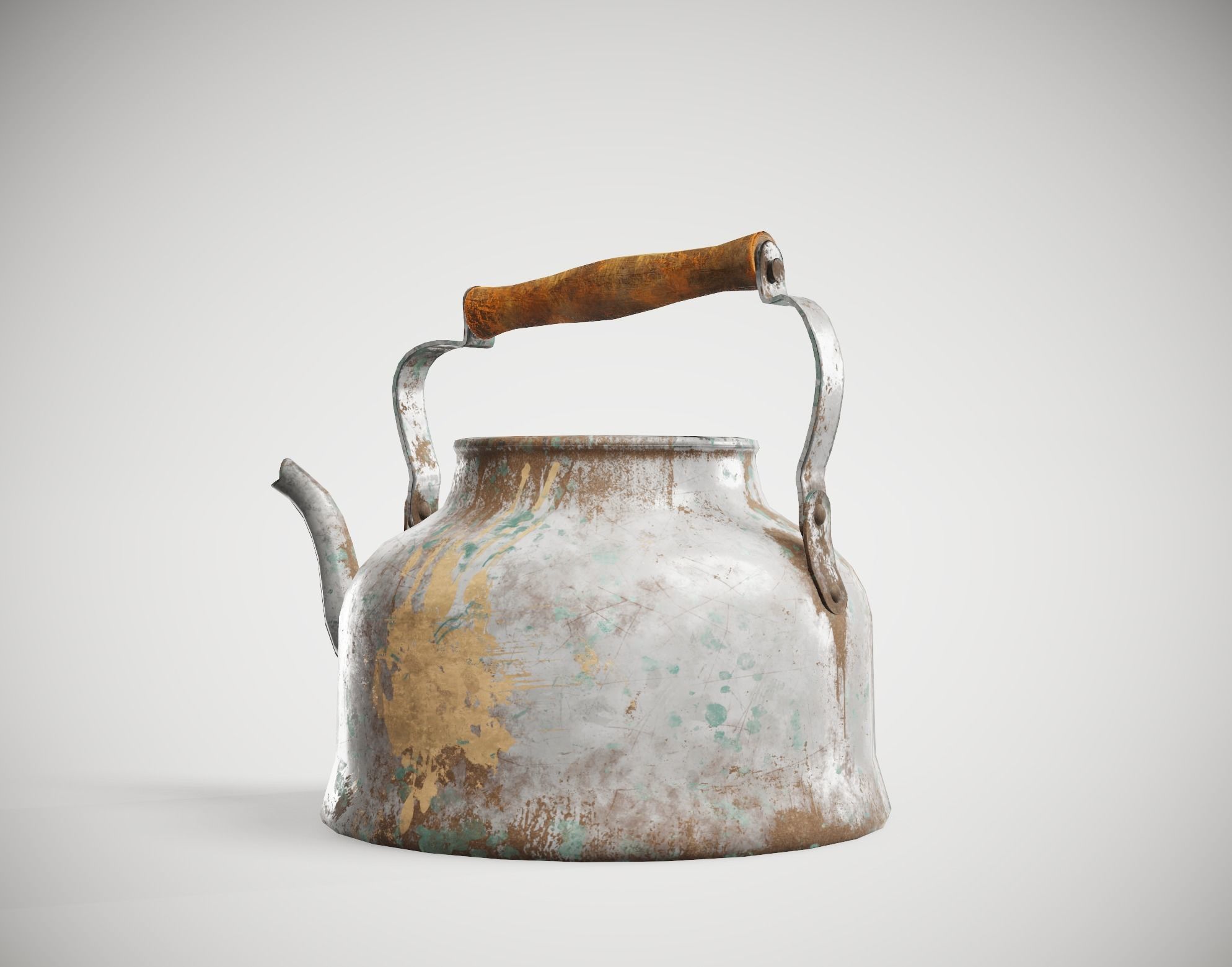 Old enamel dirty teapot da1 Low-poly 3D model_4