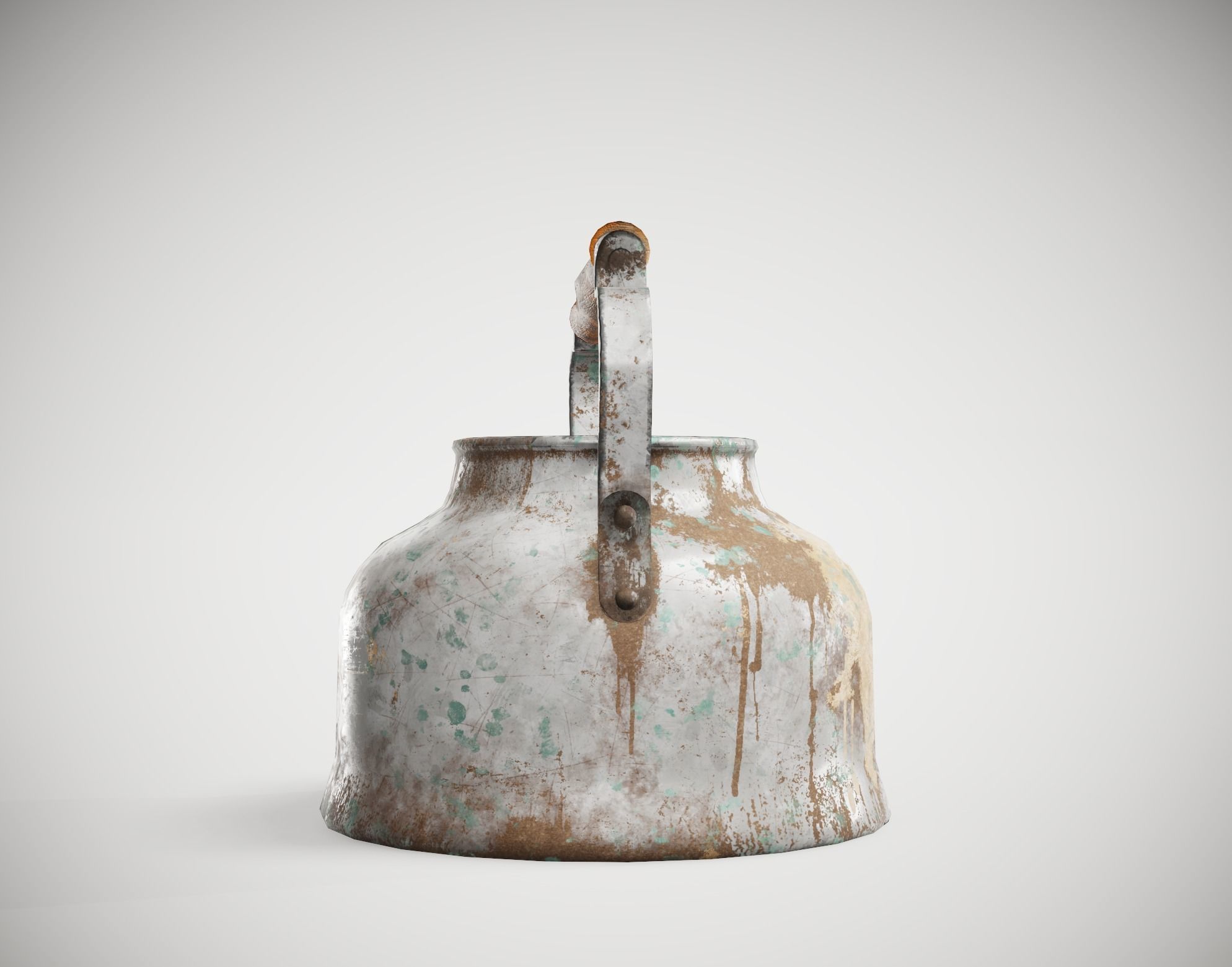 Old enamel dirty teapot da1 Low-poly 3D model_2