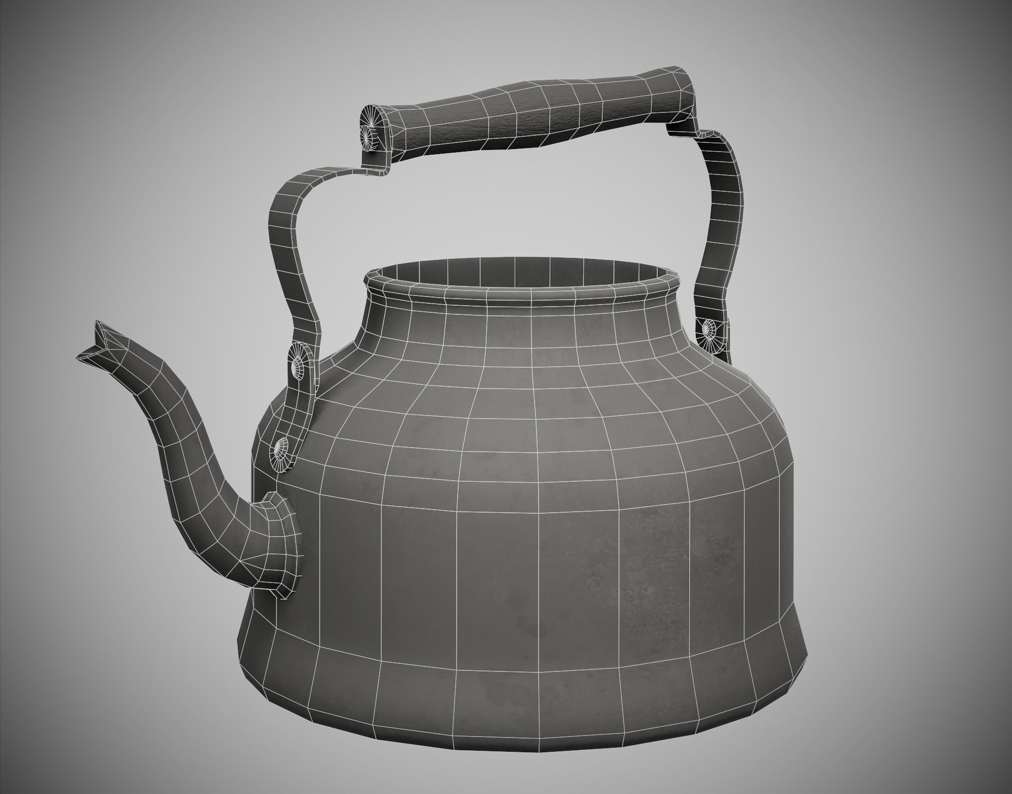 Old enamel dirty teapot da1 Low-poly 3D model_12