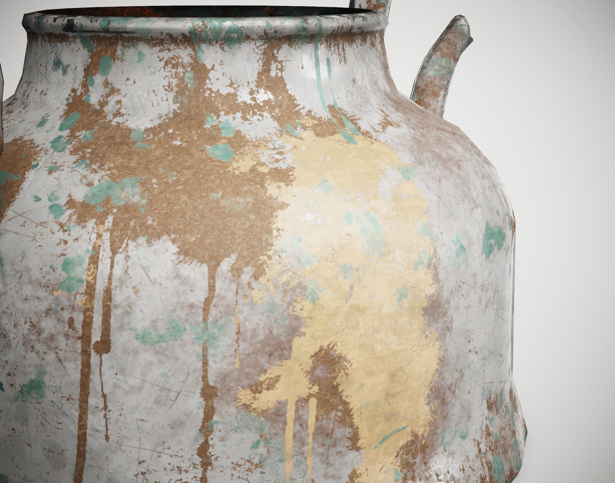 Old enamel dirty teapot da1 Low-poly 3D model_10