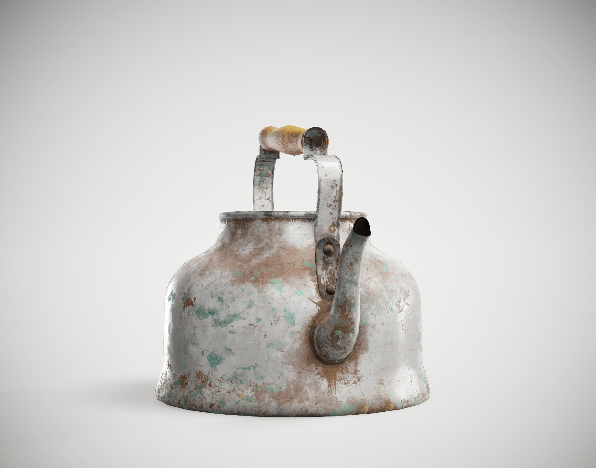 Old enamel dirty teapot da1 Low-poly 3D model_5