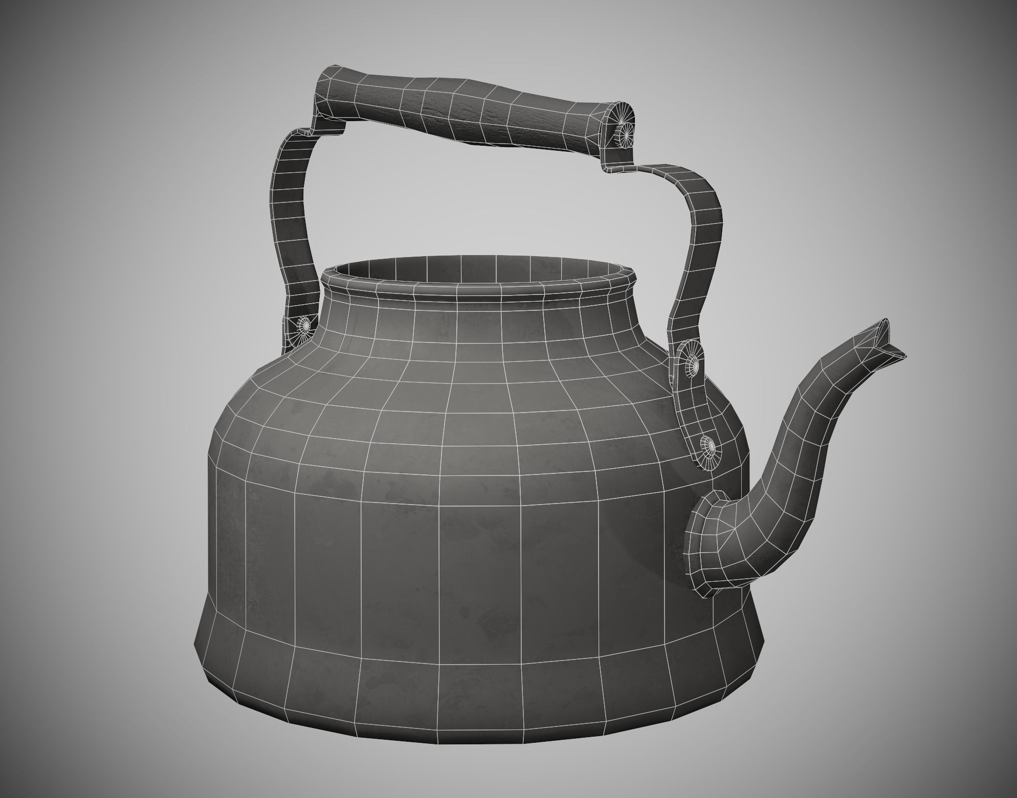 Old enamel dirty teapot da1 Low-poly 3D model_13