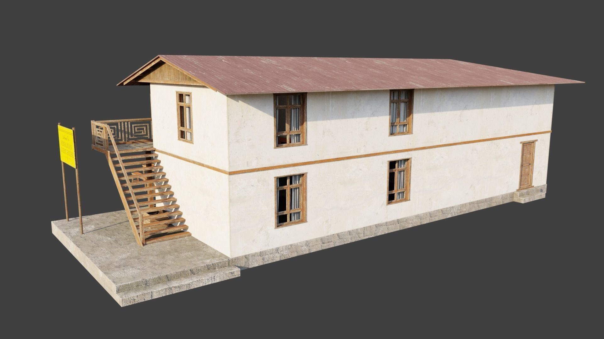 Mountain Lodge Low-poly 3D model_7