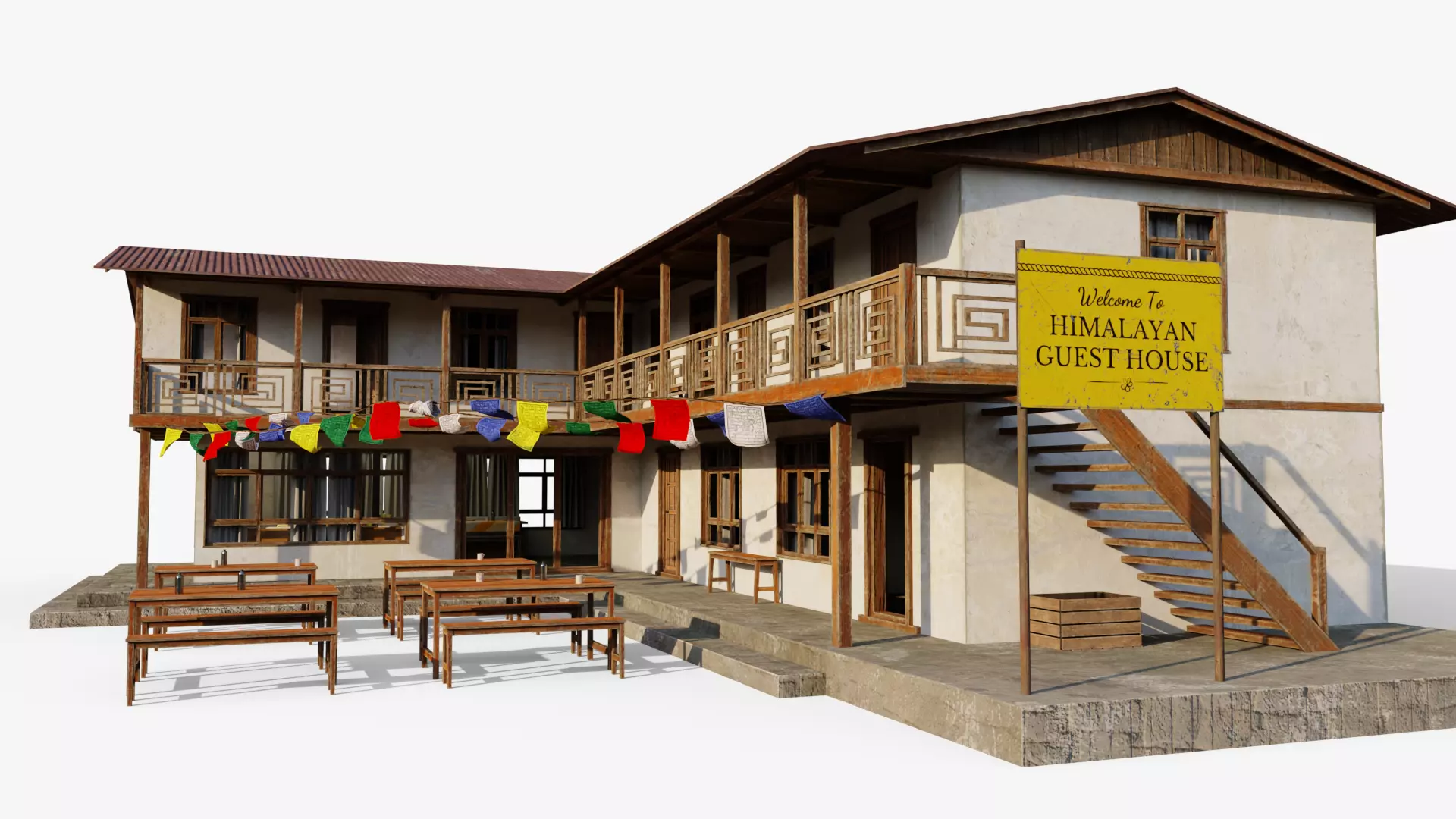 Mountain Lodge Low-poly 3D model_0