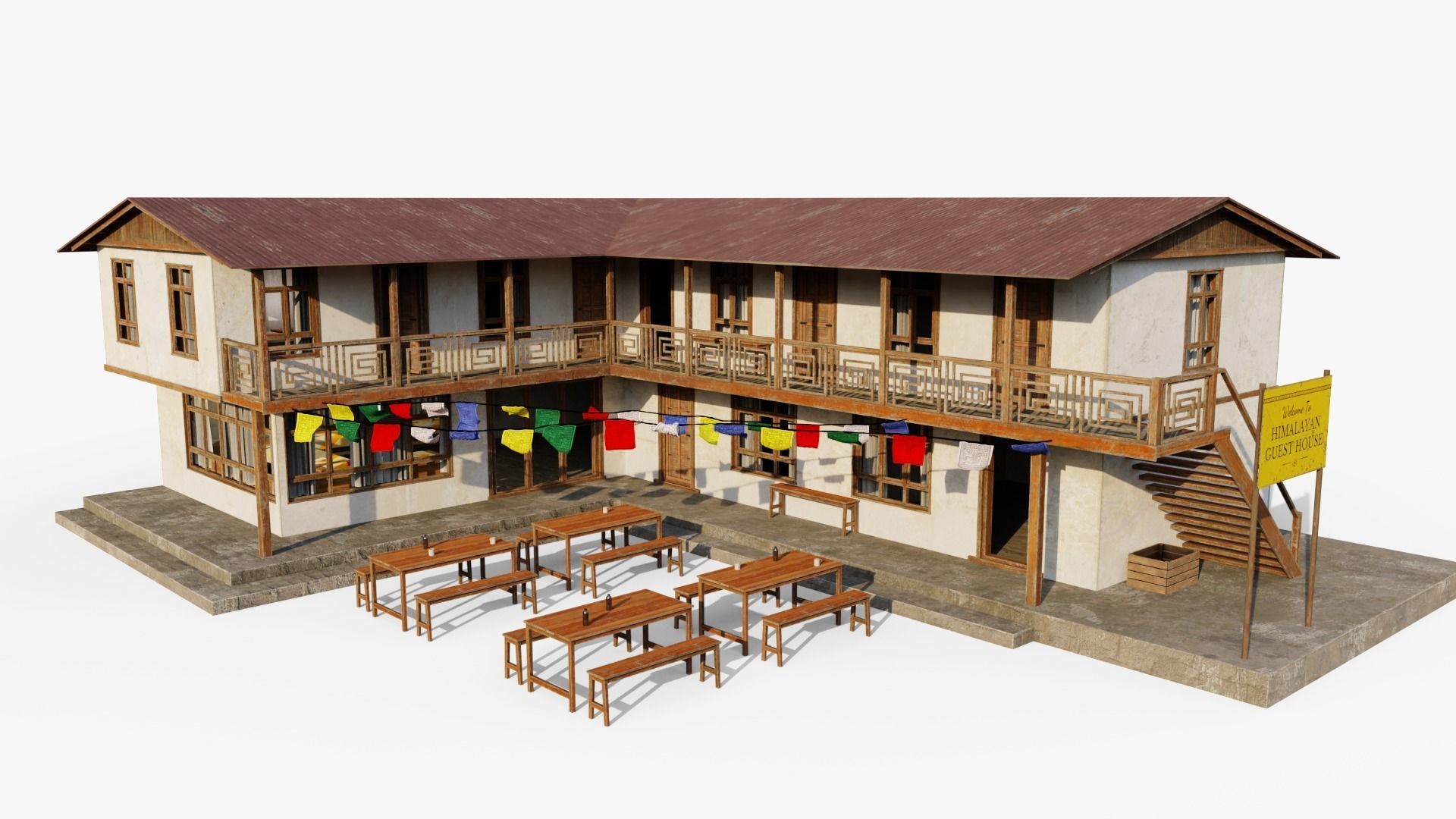 Mountain Lodge Low-poly 3D model_1