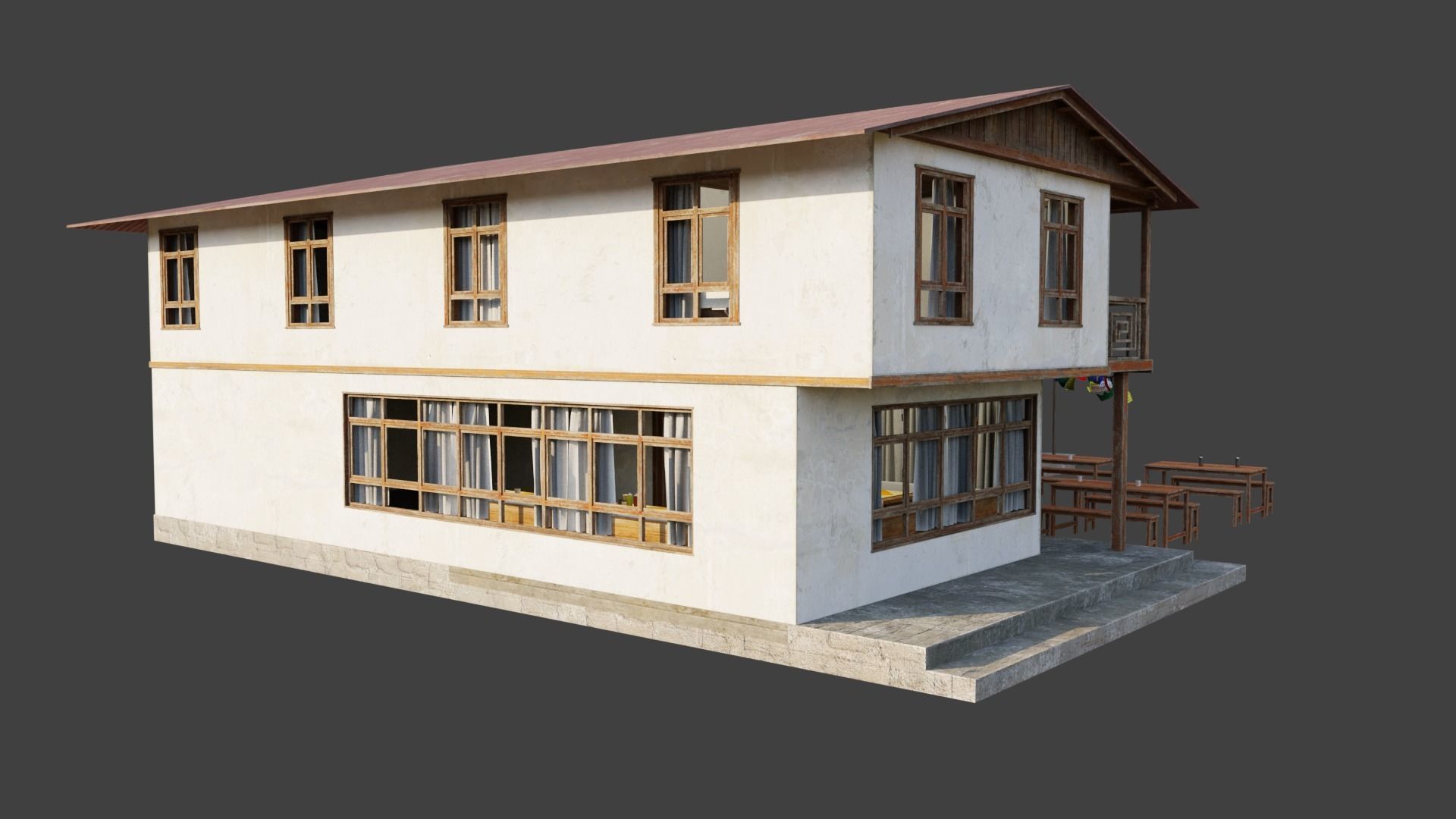 Mountain Lodge Low-poly 3D model_8