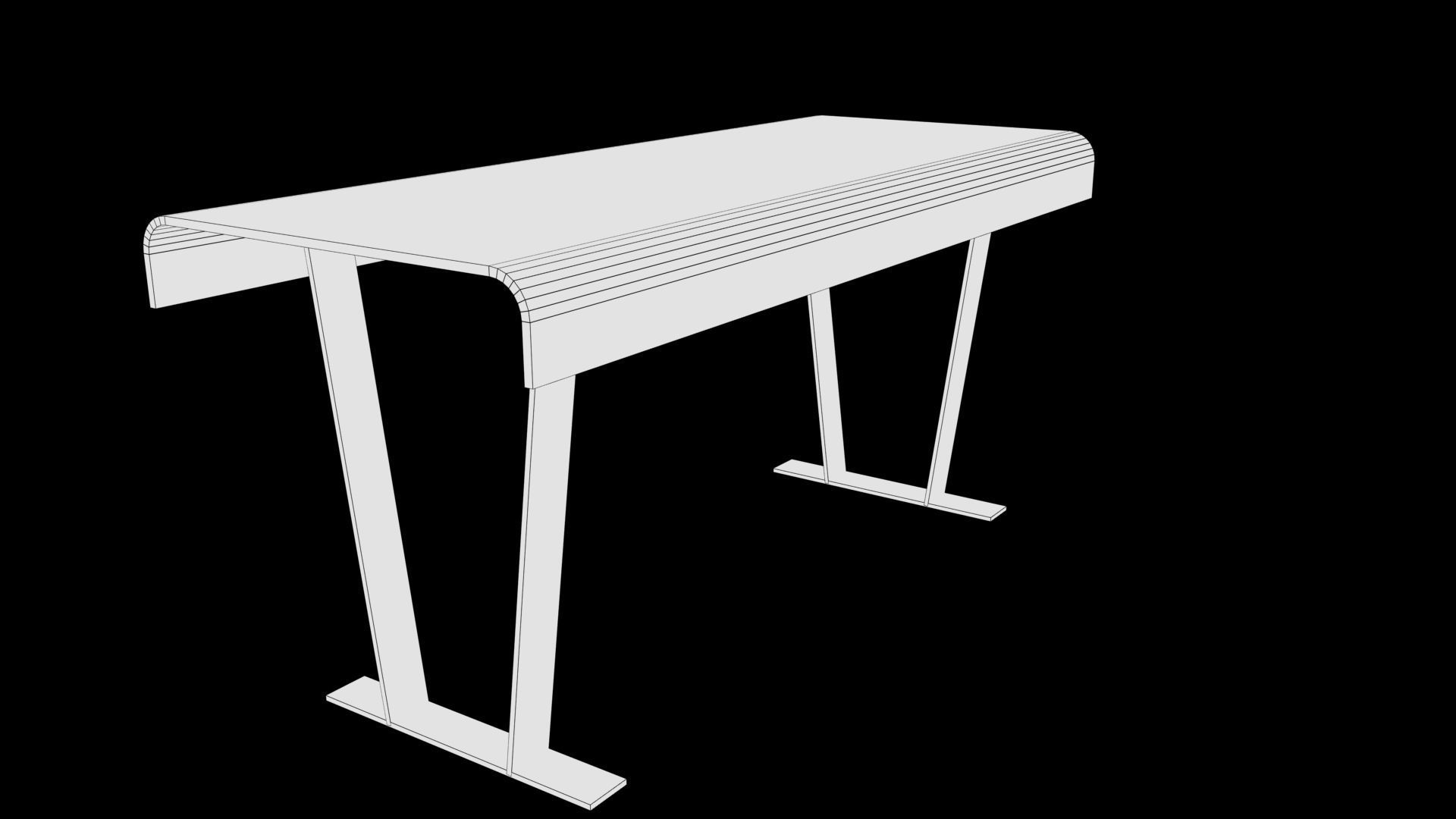 table modern desk Low-poly 3D model_7