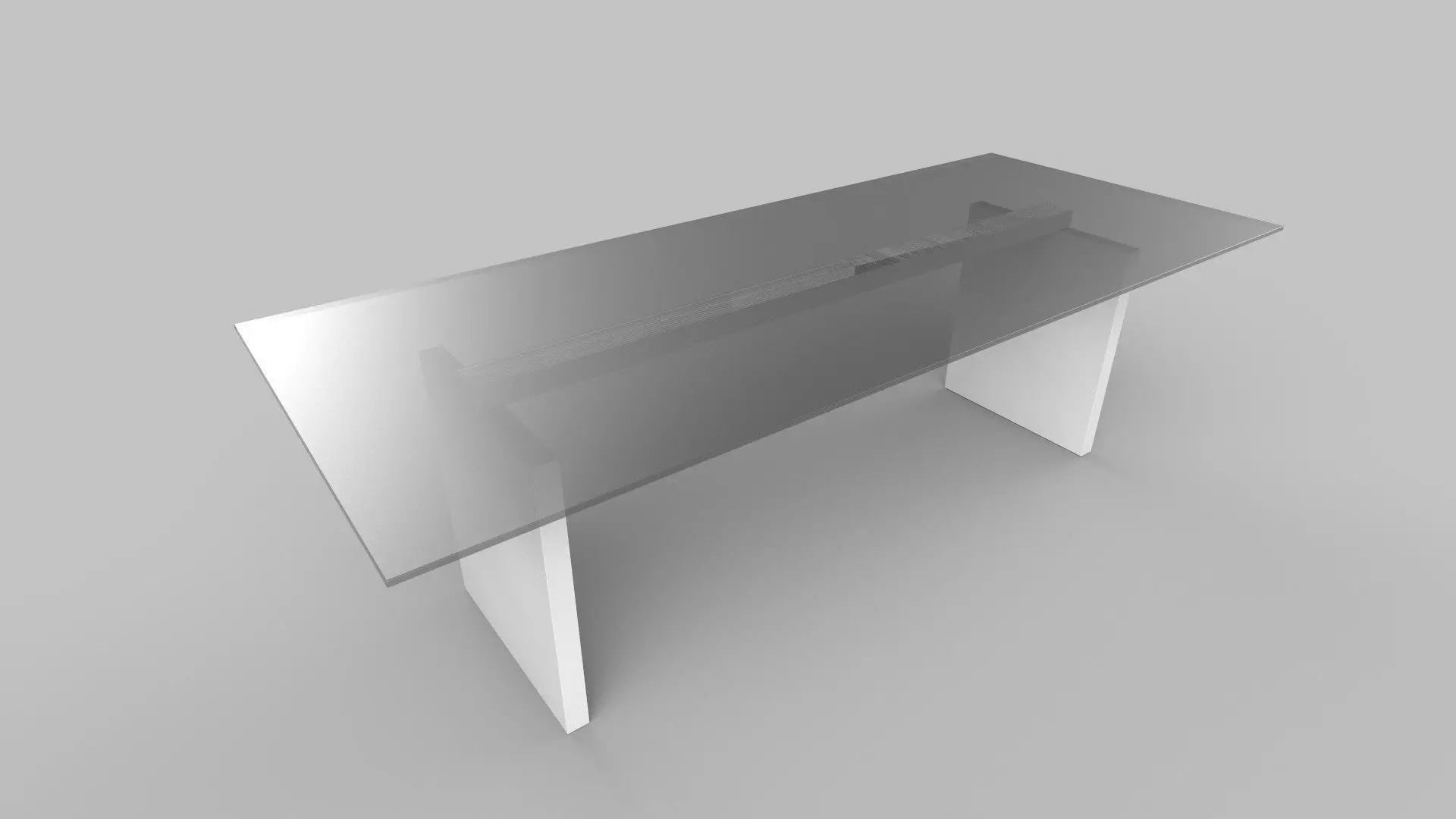 table glass and steel console Low-poly 3D model_0