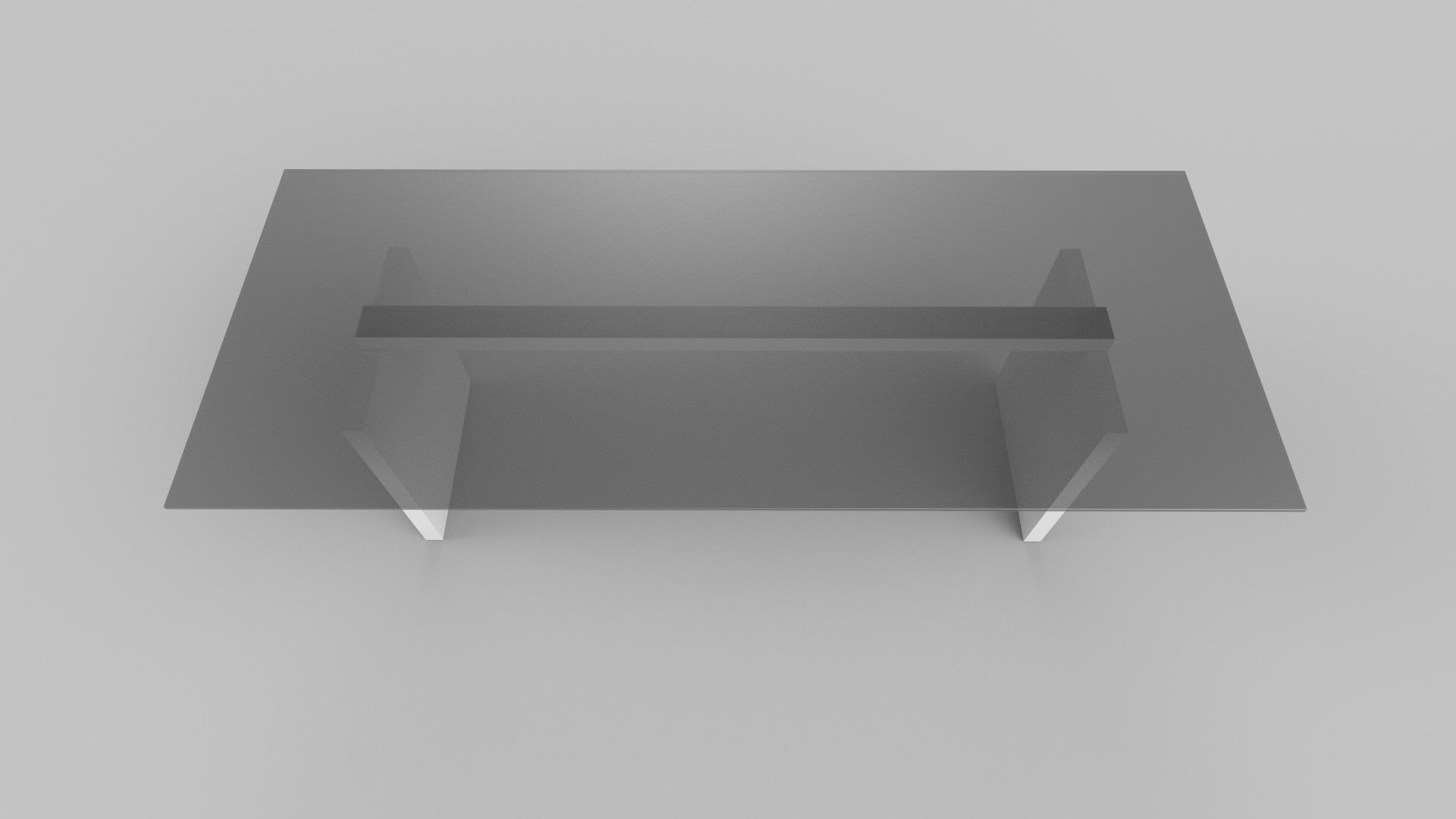 table glass and steel console Low-poly 3D model_3