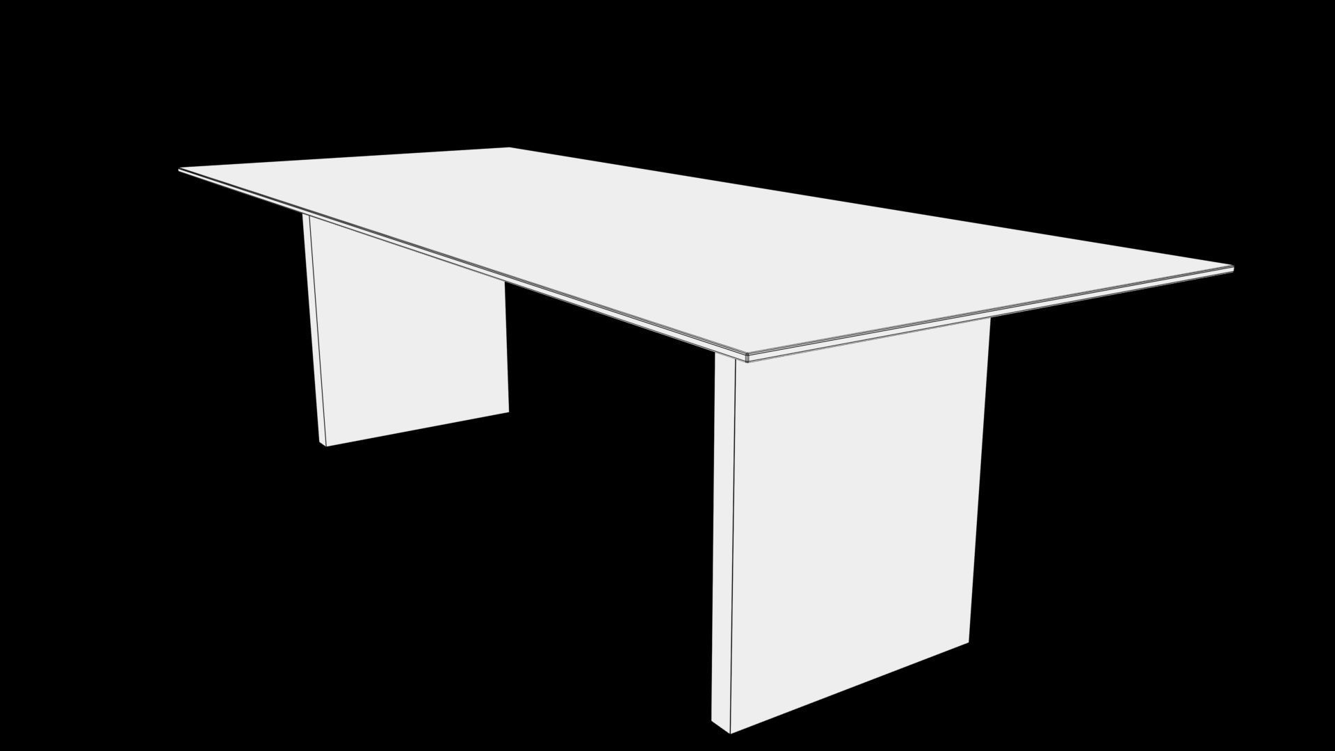 table glass and steel console Low-poly 3D model_7