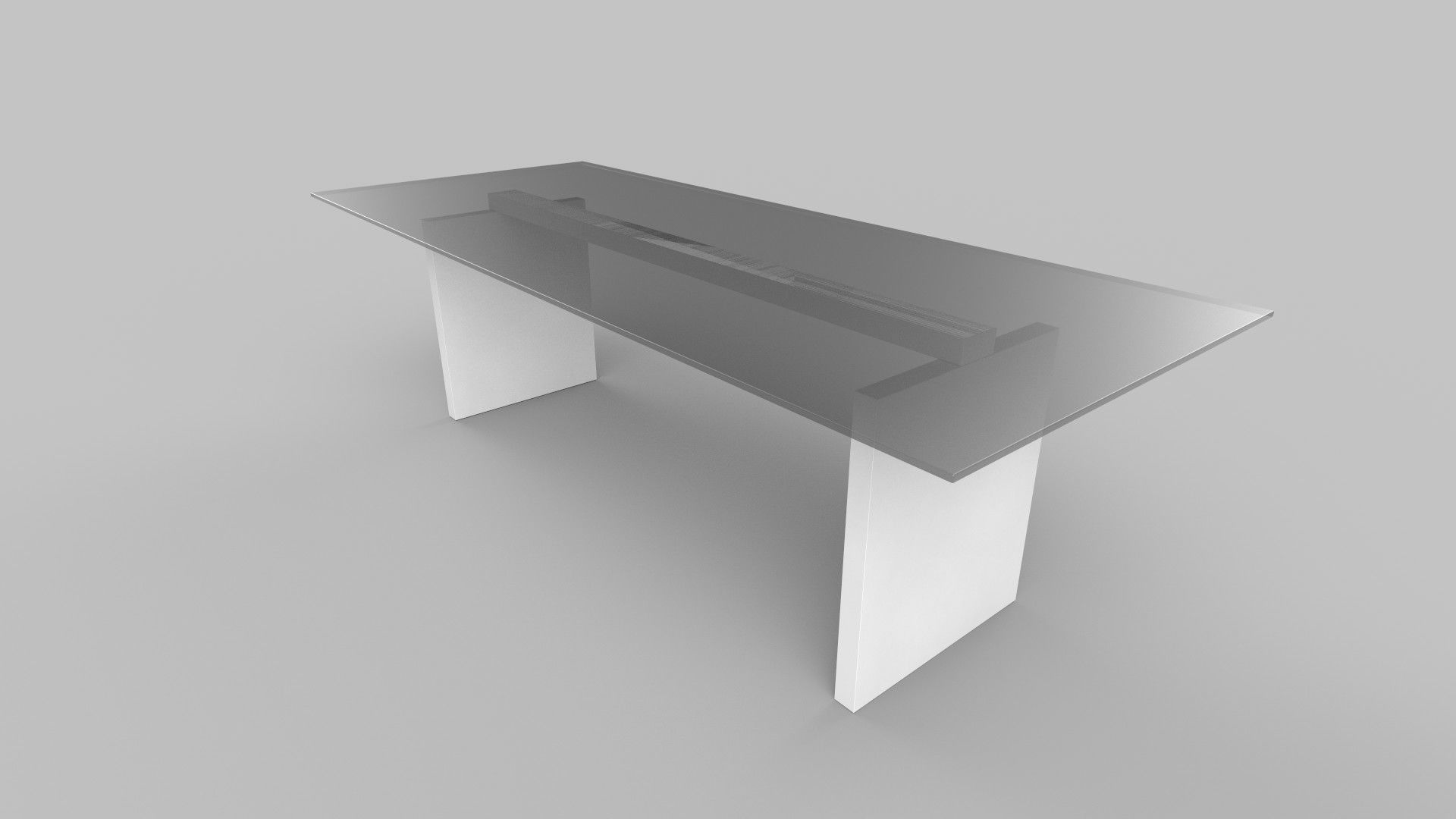 table glass and steel console Low-poly 3D model_2