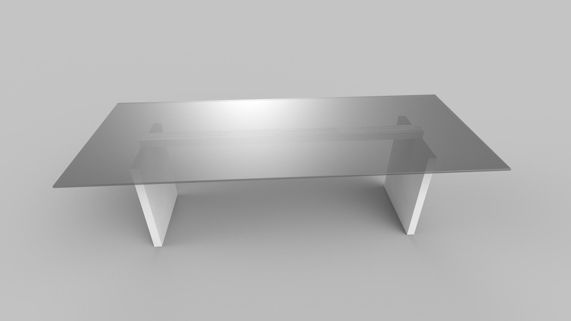 table glass and steel console Low-poly 3D model_1