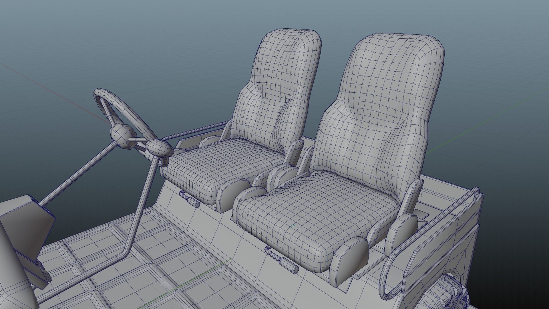 Roofless sparsely-rusty tug Low-poly 3D model_19